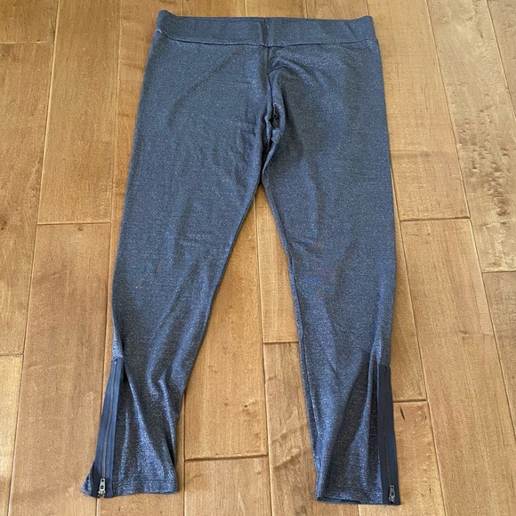 Free People Pants - Free People Shimmer Zip Ankle Leggings / Tights in Silver / Grey Sparkle